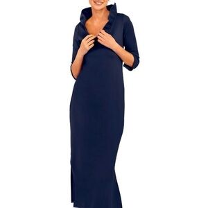 Gretchen Scott Designs Navy Dress with Ruffle Detail